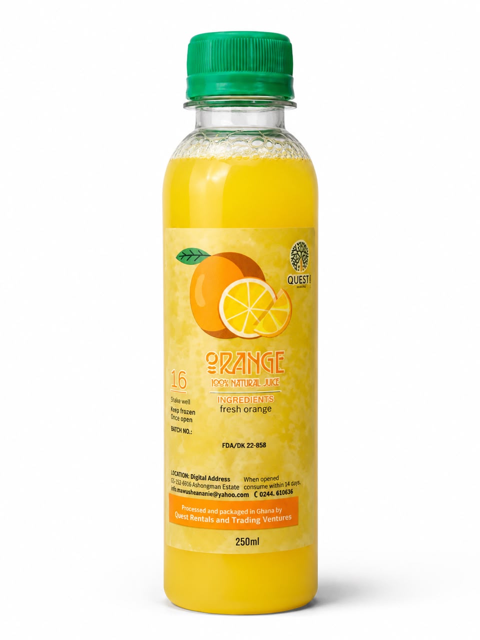 Quest 100% Natural Orange Juice (250ml)